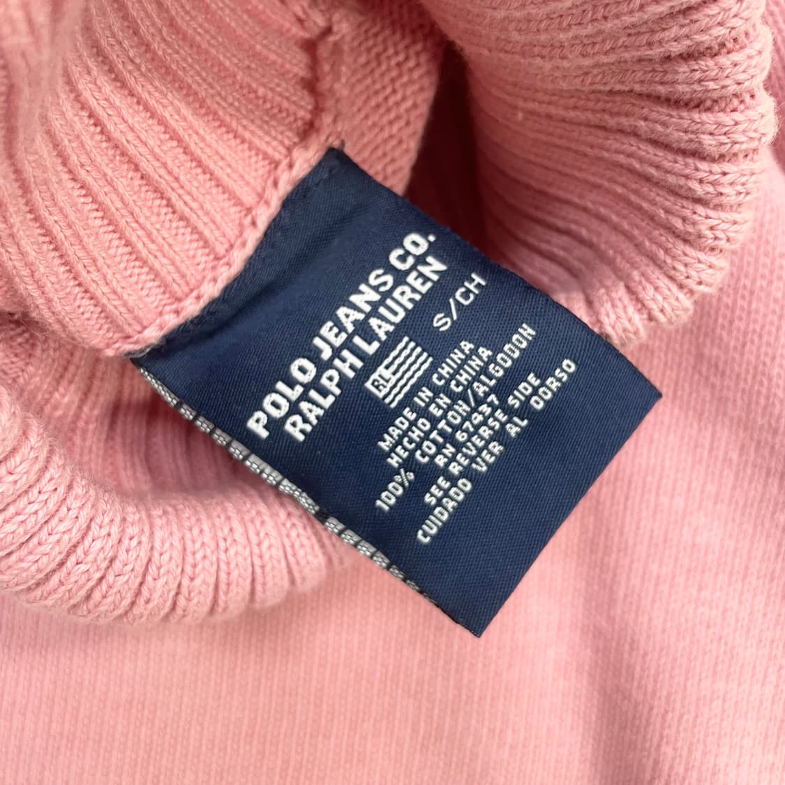 폴로 랄프로렌 플래그 성조기 코튼 터틀넥 니트 핑크 상품이미지5