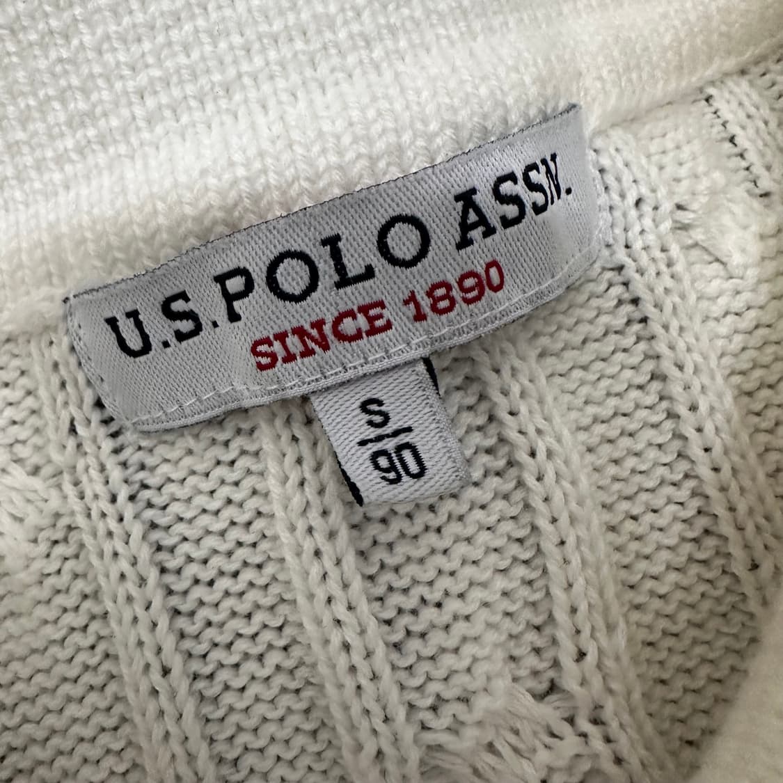 POLO ASSN 폴로 아싼 여성 케이블 꽈배기 니트 화이트 90(S) 상품이미지3