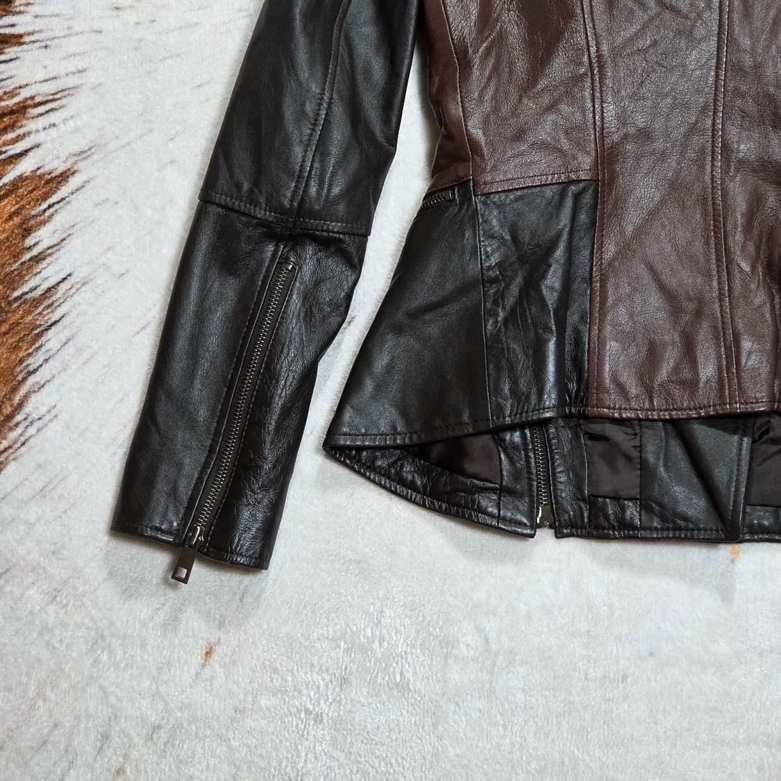 빈티지 리얼 레더 레드 브라운 양가죽 자켓 상품이미지6