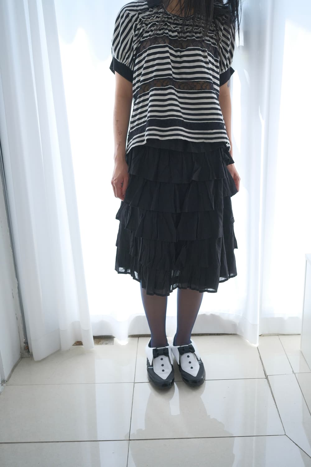 Lace stripe top 상품이미지2