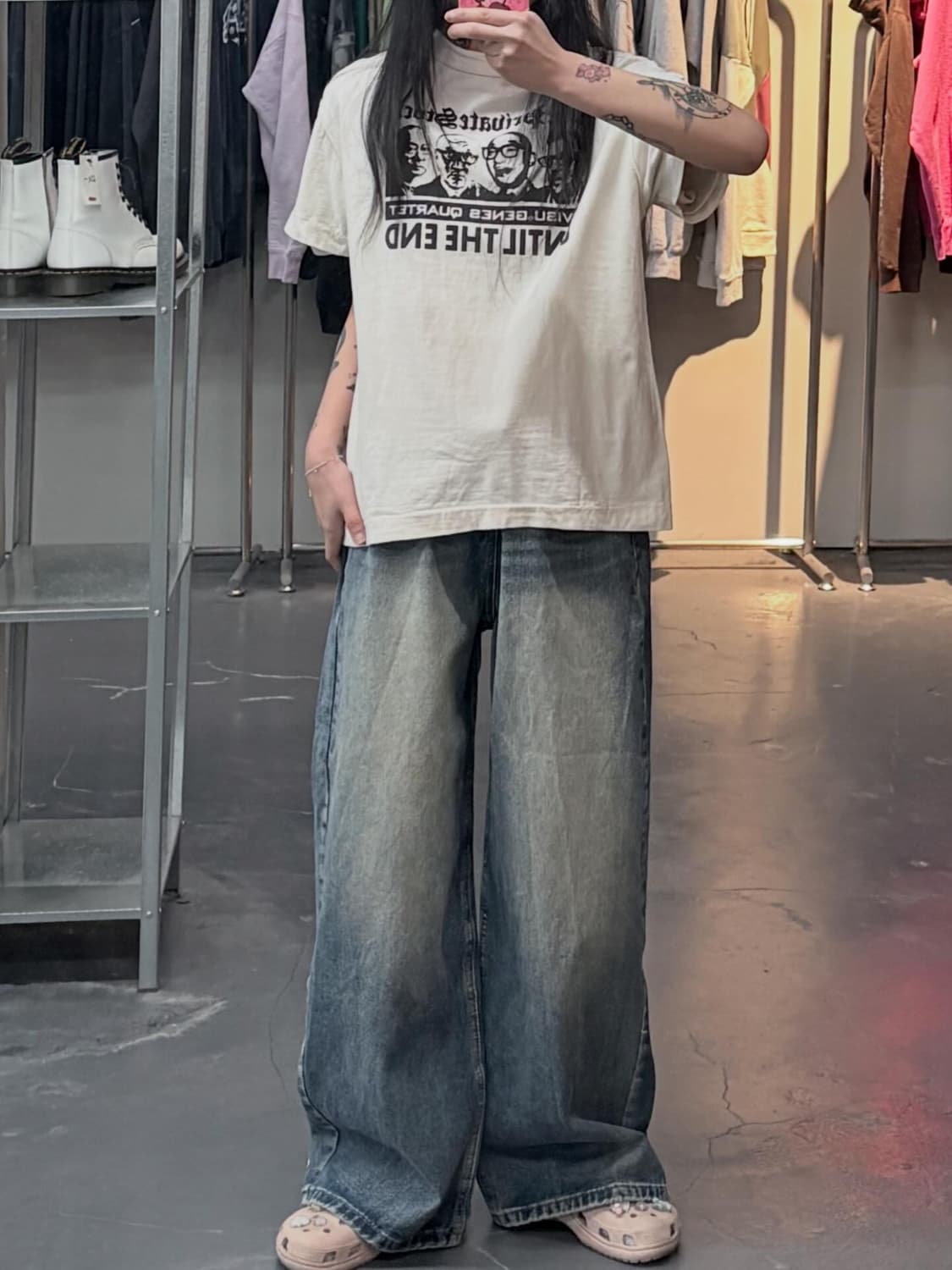 에비수 빈티지 빅프린팅 반팔 A3504 상품이미지1