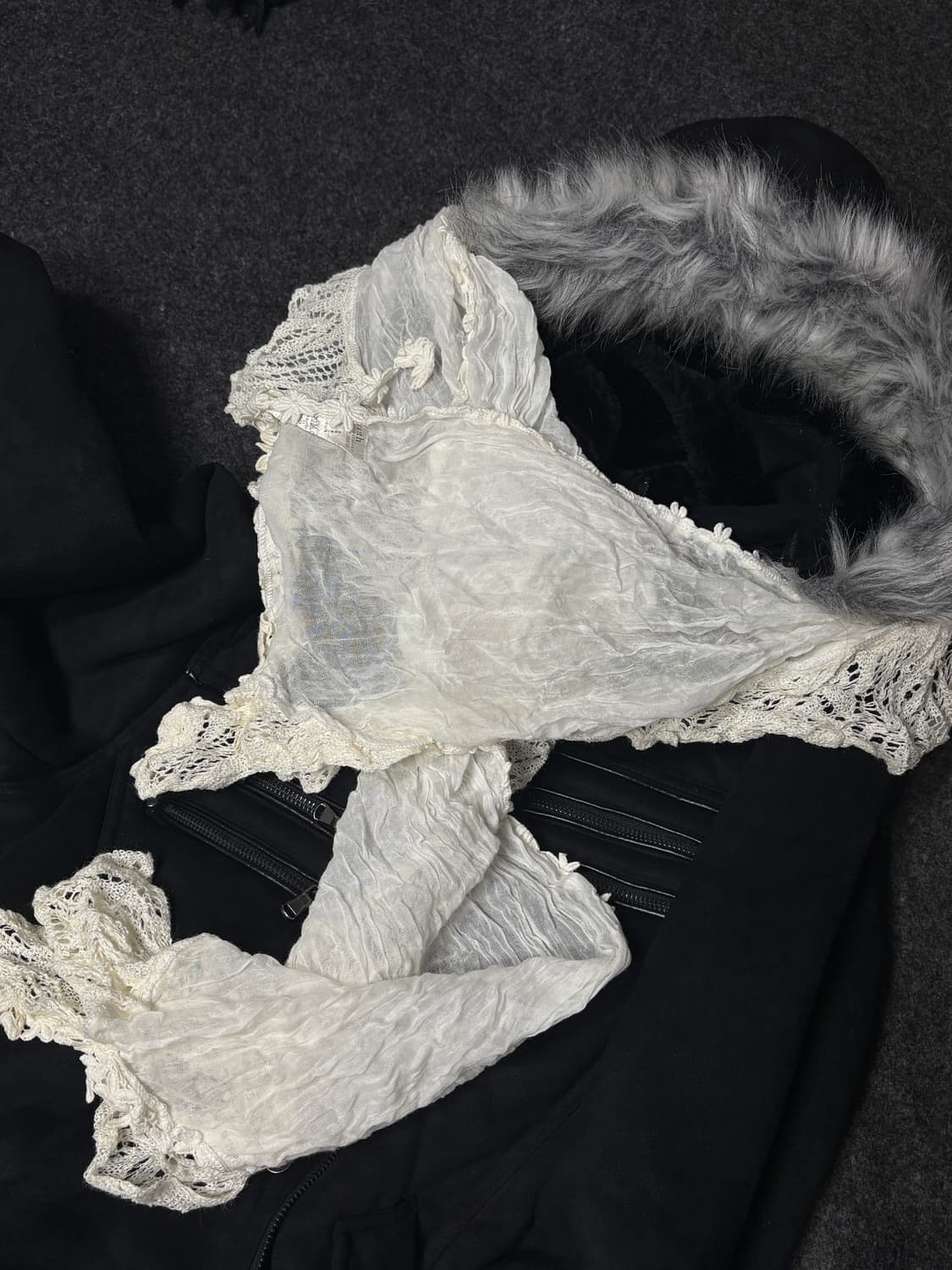 Vintage y2k punk white muffler scarf 상품이미지1