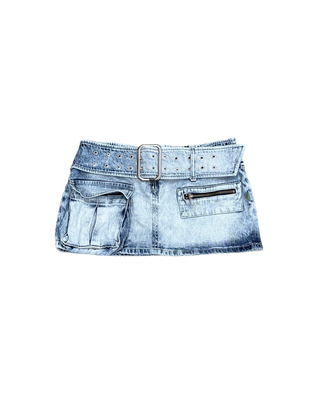 헤븐 벨티드 데님 미니 스커트 상품이미지1