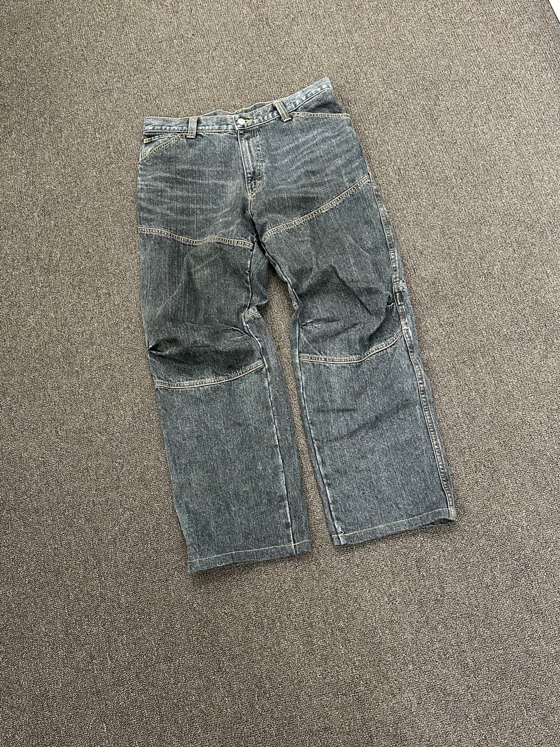 XL)Japanese vintage 흑청 와이드 데님팬츠 상품이미지1