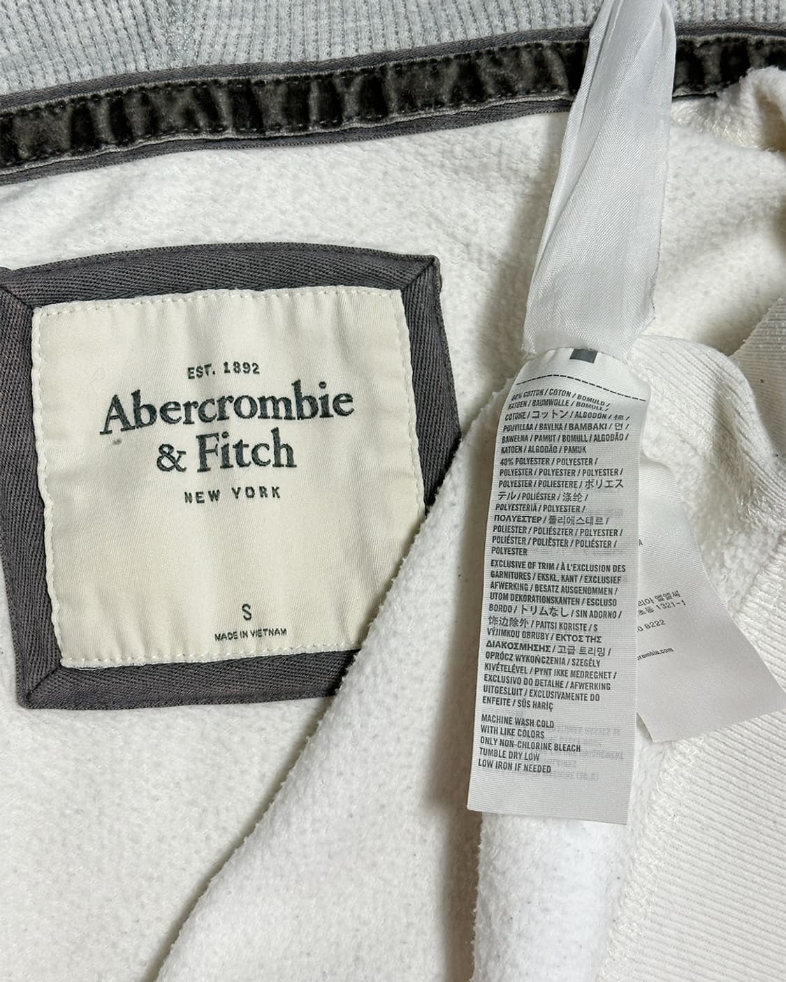 아베크롬비 아치로고 후드집업 화이트 상품이미지3