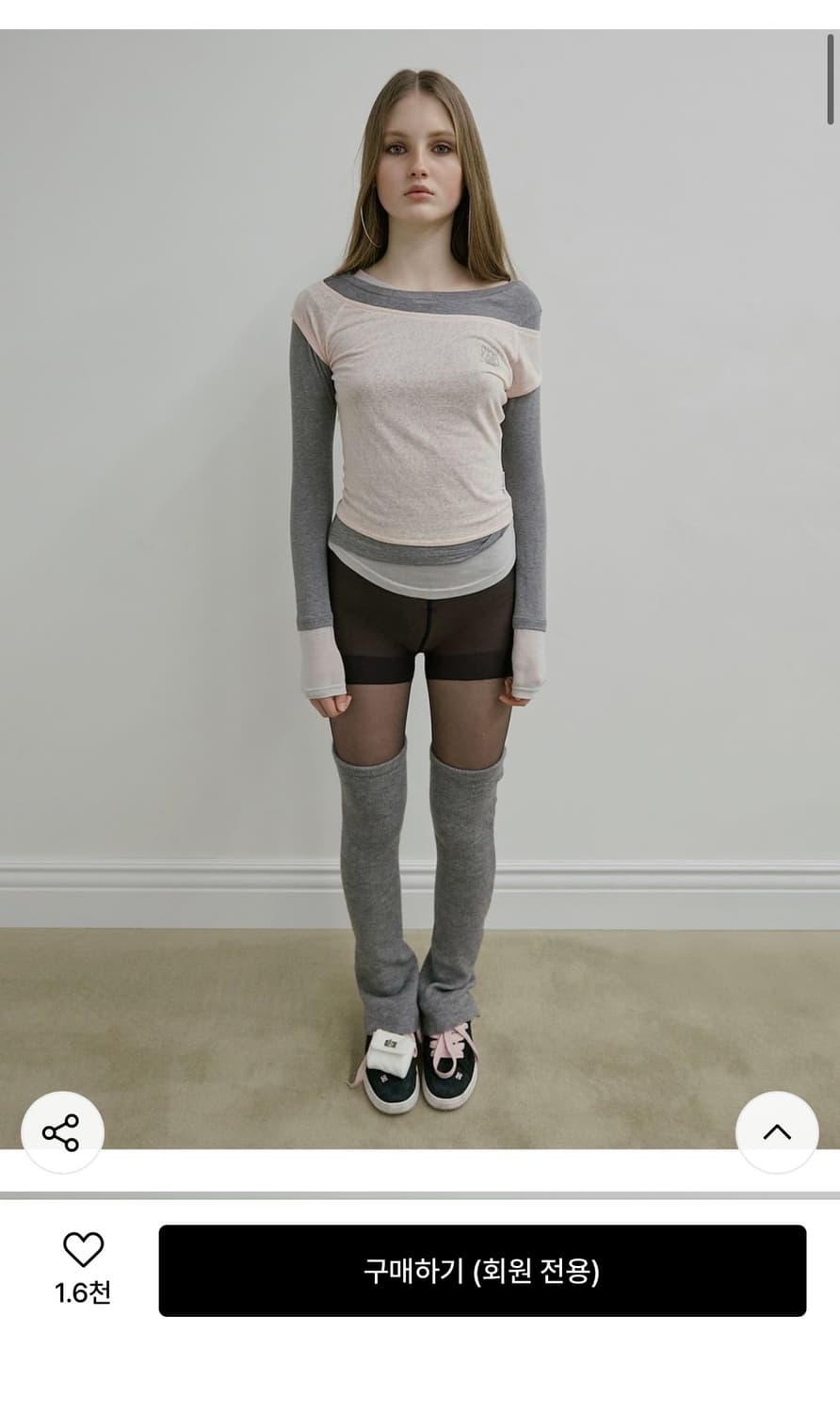 스컬프터 Lazy Layered Tee Pale Pink 상품이미지2