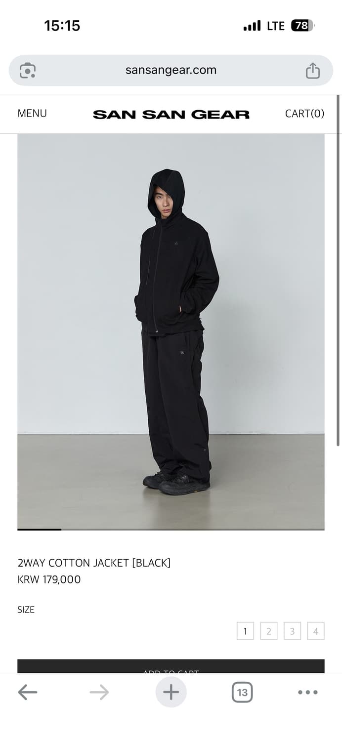 Sansangear 2WAY COTTON JACKET [BLACK] 2 상품이미지1