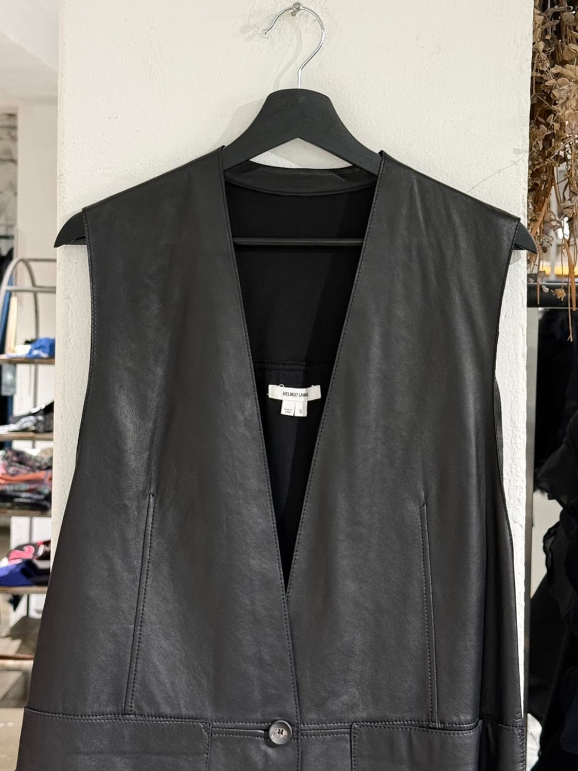 헬무트랭 블랙 램스킨 레더 롱 베스트 상품이미지2