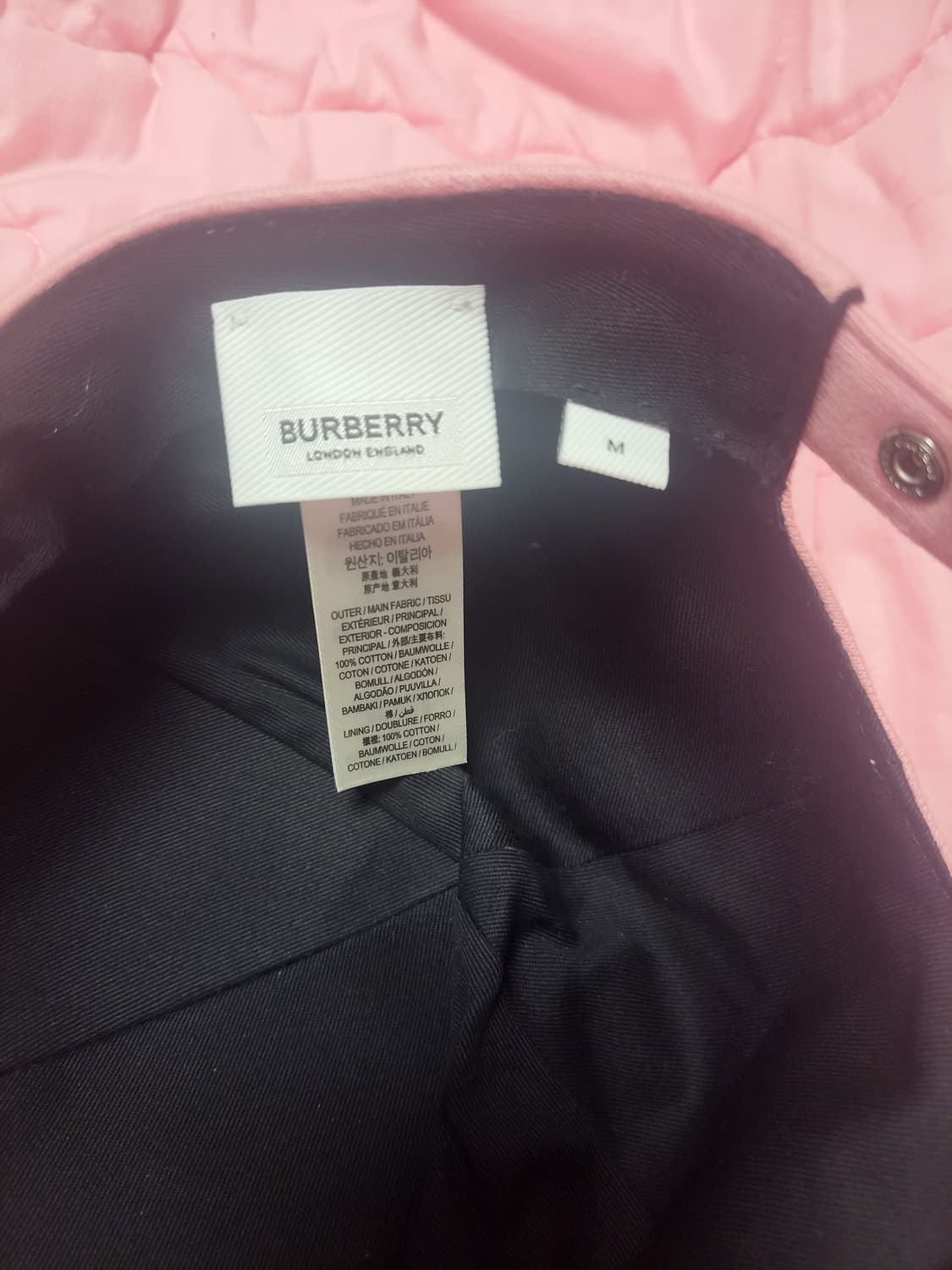 정품)급처상태좋음!버버리 로고 핑크 볼캡 야구 모자 남녀공용 M사이즈 상품이미지5