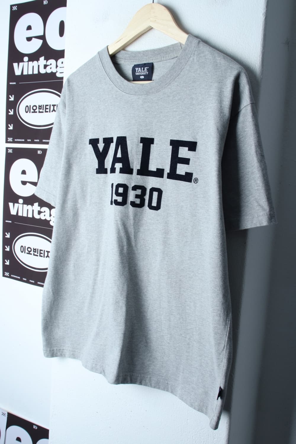 (L-XL) 예일 반팔 티셔츠 빅로고 그래픽 그레이-H32804 상품이미지1