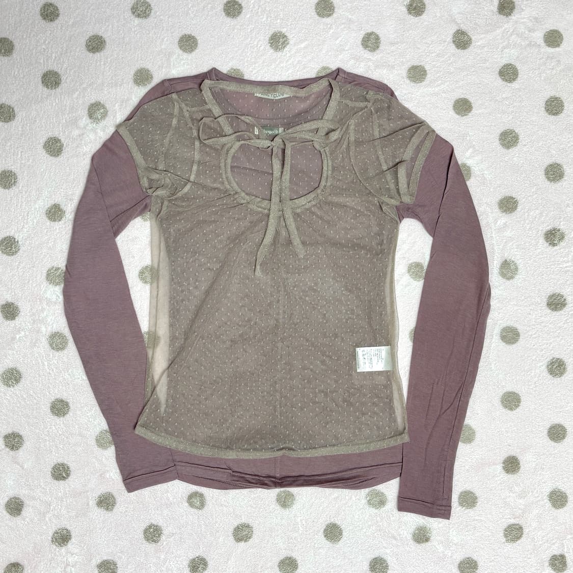 팬시클럽 도트 레이어드 롱슬리브 핑크 상품이미지1