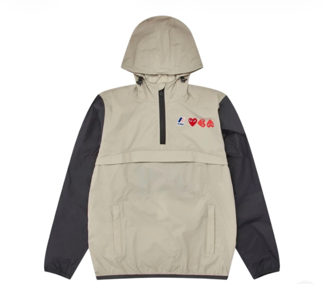 플레이 꼼데가르송 x 까웨 하프 집 자켓 베이지 블랙 S 상품이미지1