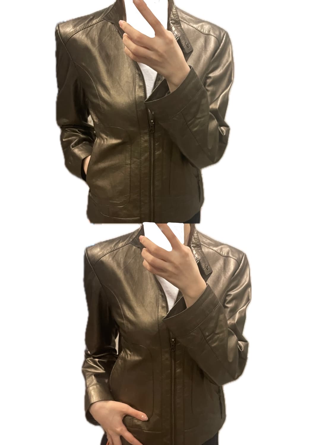 미니멀 빈티지 스탠드카라 슬림핏 레더 자켓  상품이미지1