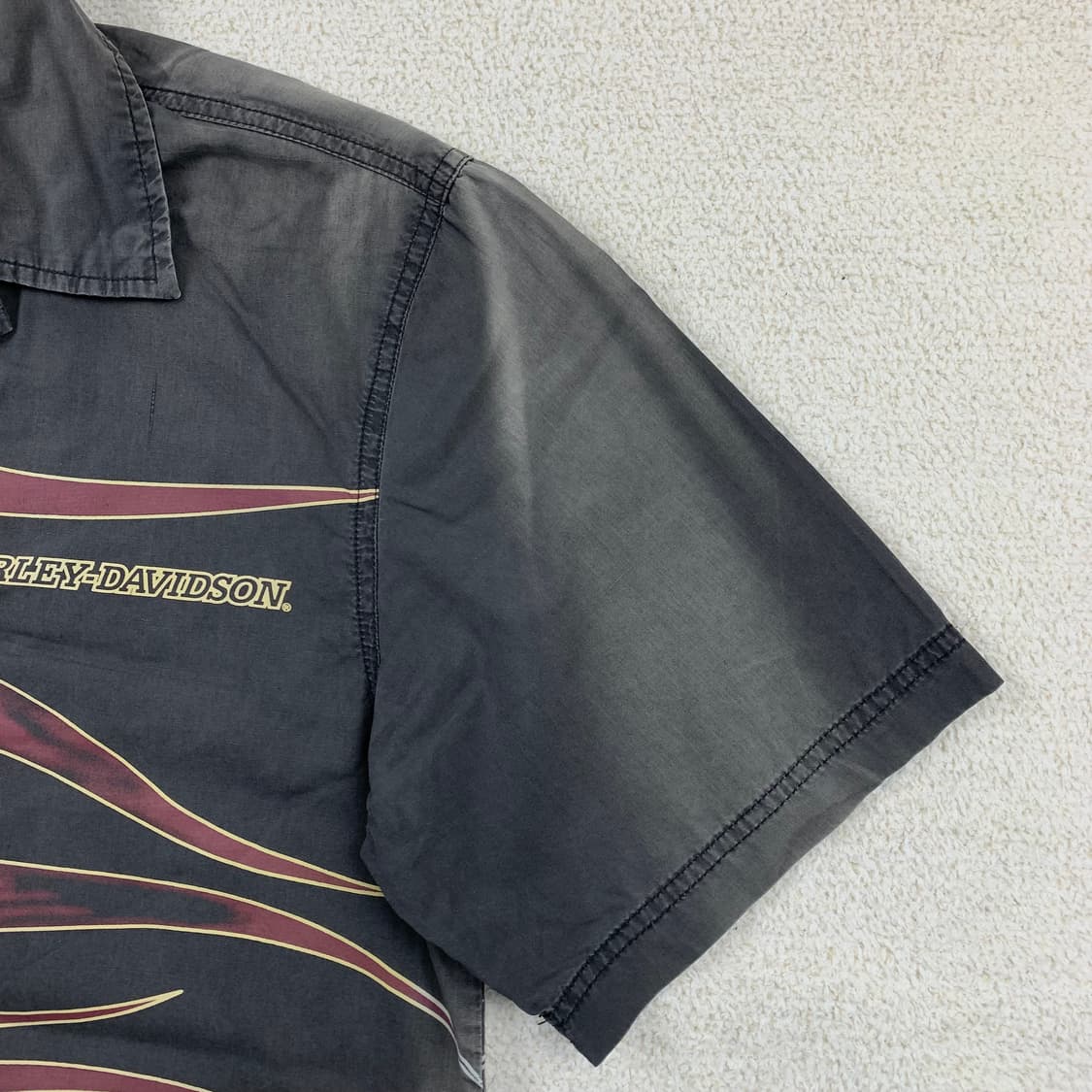 90‘s 할리 데이비슨 플레임 로고 페이드 하프 셔츠 상품이미지4