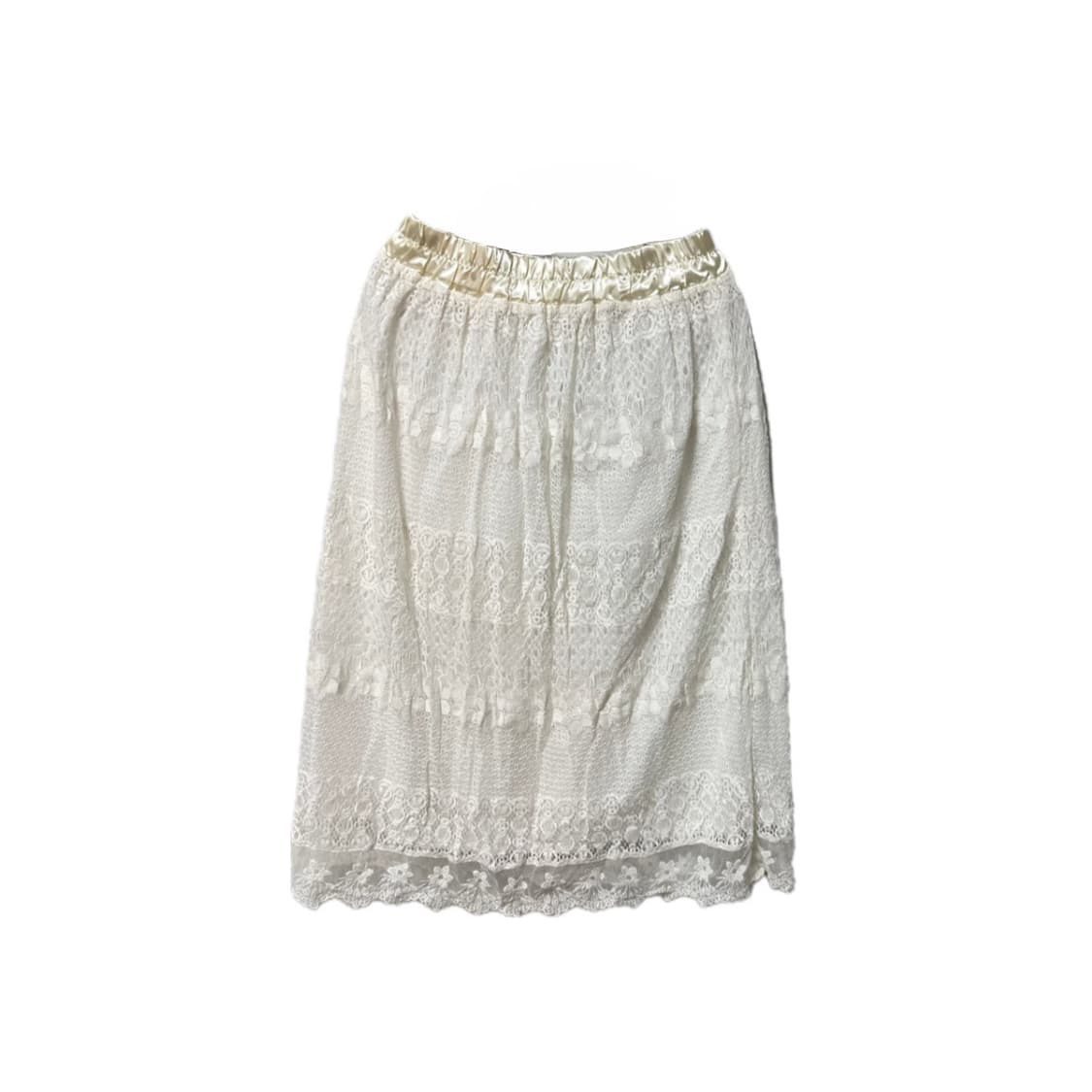 갸루 달천깔 화이트 레이스 롱스커트 상품이미지2