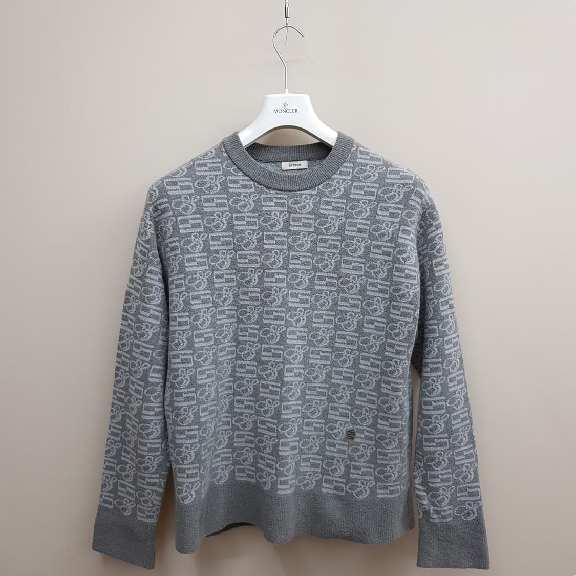한섬 시스템 2022 그레이 모노그램 울 니트 100사이즈 상품이미지1