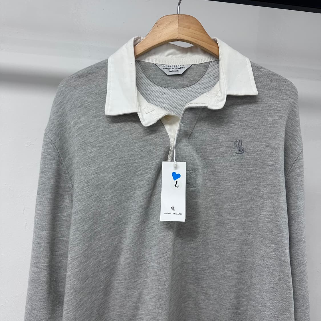 라퍼지스토어 럭비 카라 맨투맨 그레이 L(오버핏) 새상품 J34 상품이미지2