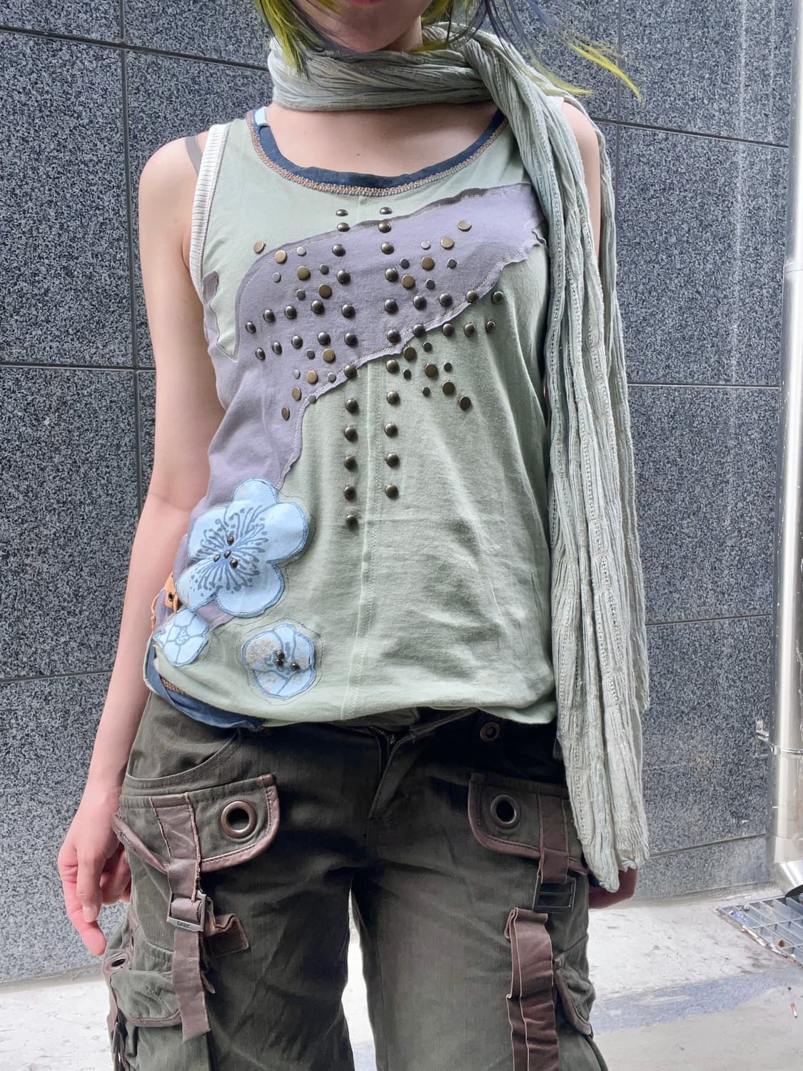 green tea shirring scarf 상품이미지2