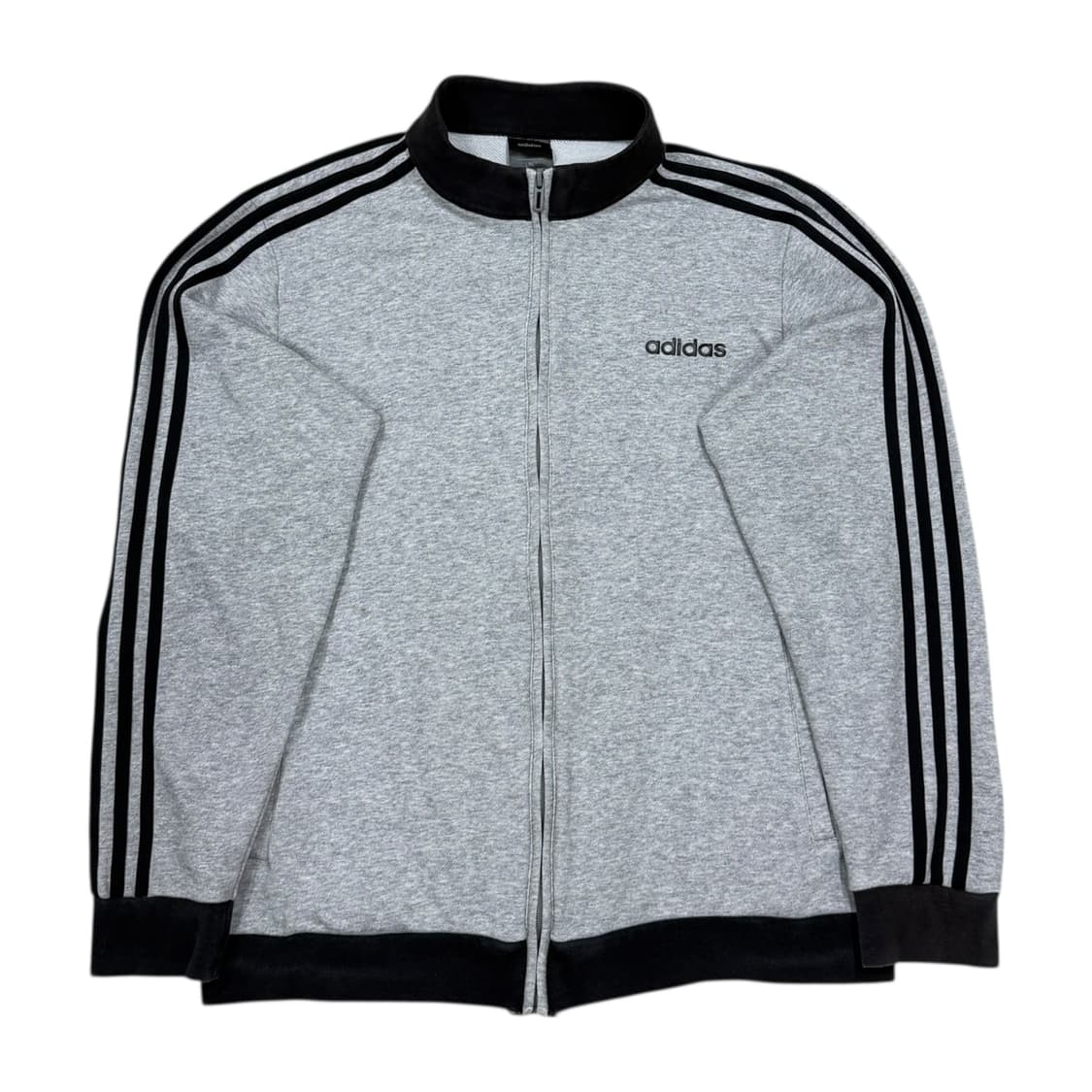 아디다스 빈티지 리니어로고 그레이 회검 코튼 면져지 집업 자켓 XL 상품이미지1