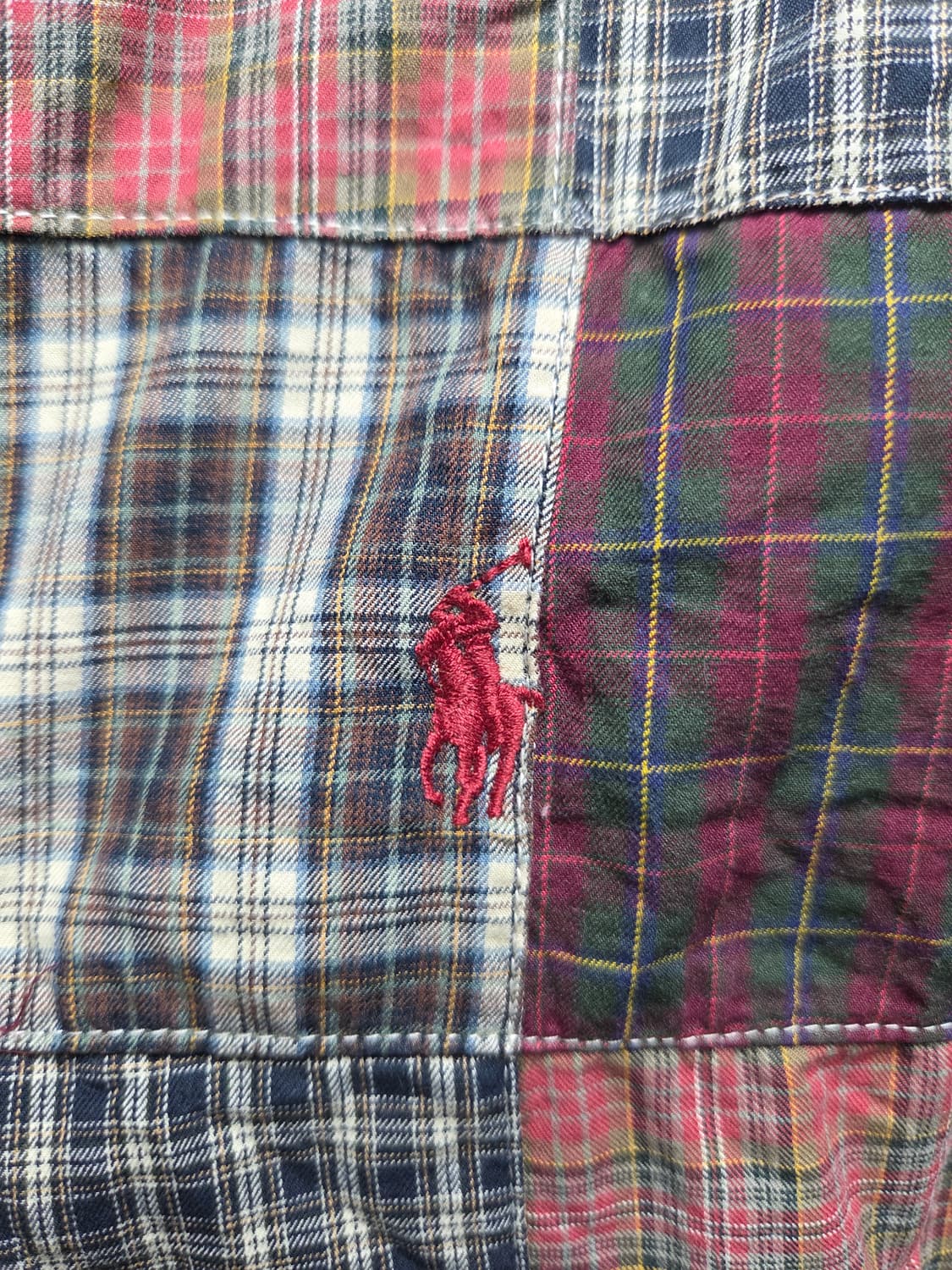 폴로 랄프로렌 패치워크 체크 셔츠 커스텀핏 xl 상품이미지4