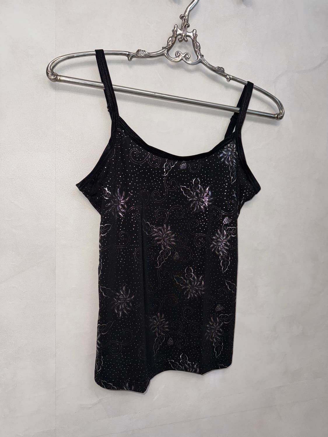 Black metal silver oriental floral 슬리브리스 상품이미지2