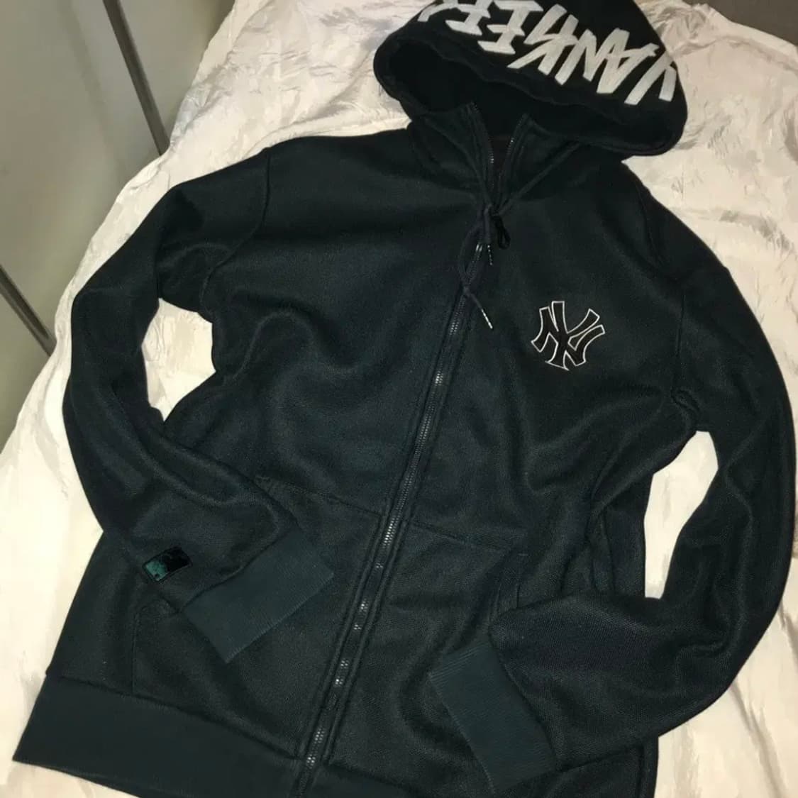 MLB 엠엘비 기모 다크그린 와플 후드집업 상품이미지3