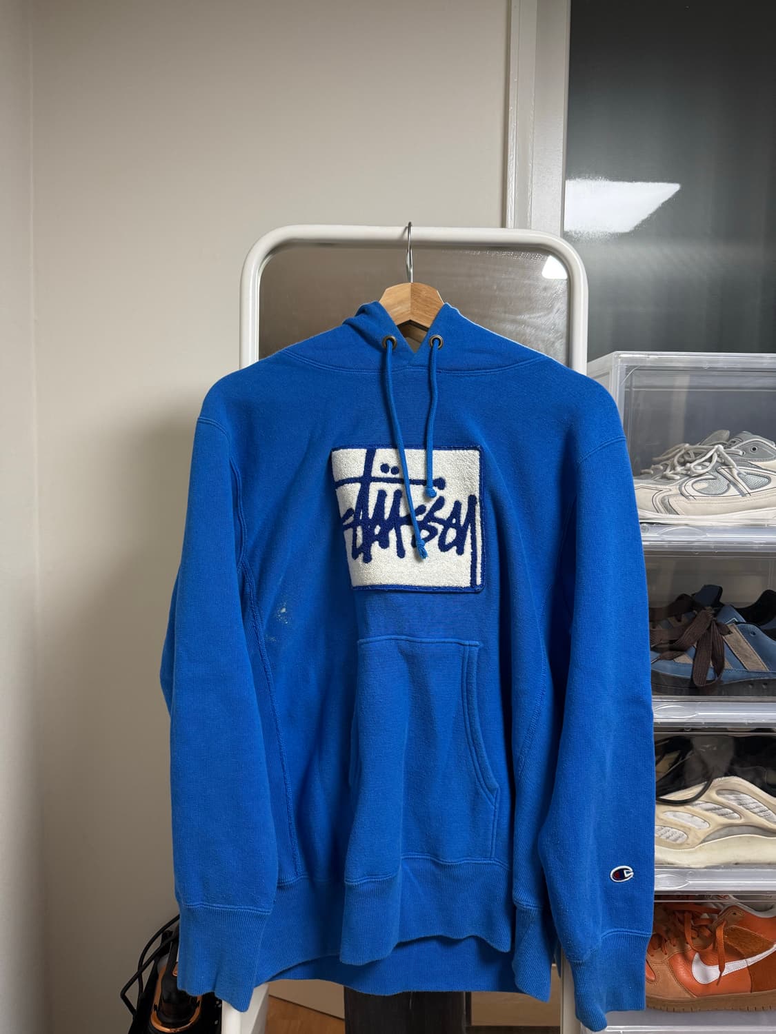 stussy x champion 스탁로고 후디 M 상품이미지1