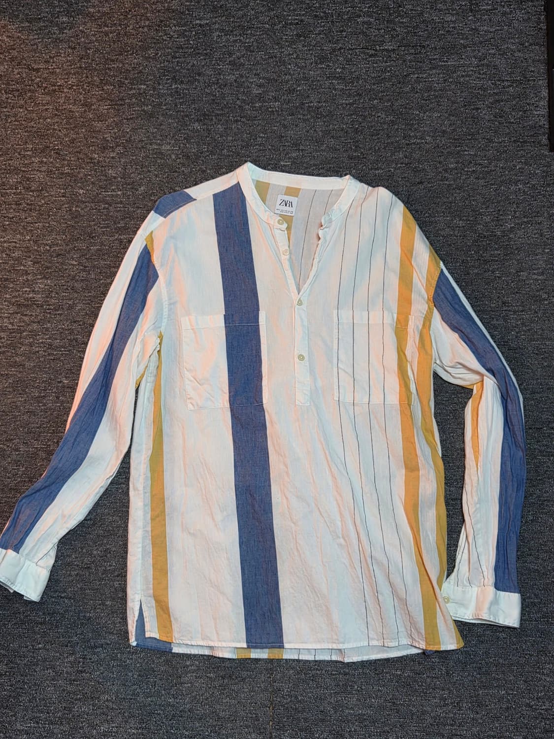 ZARA 자라 스트라이프 차이나카라 셔츠 하와이안 셔츠 상품이미지1