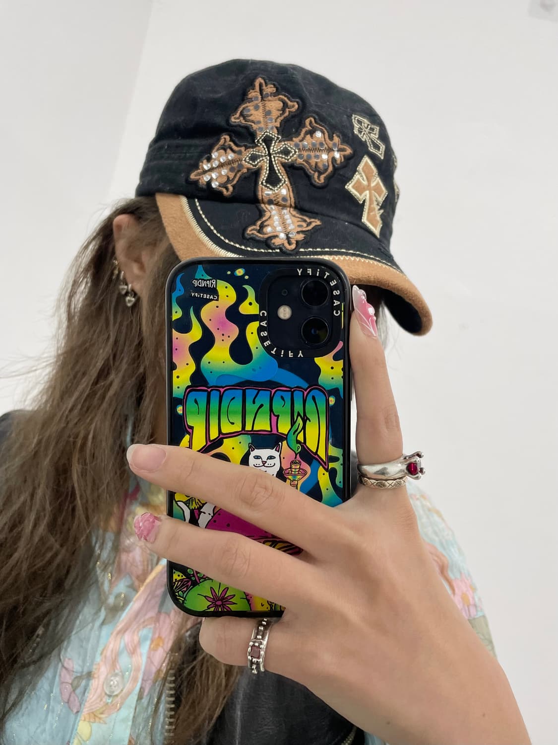 y2k 큐빅 십자가 헌팅캡 상품이미지3