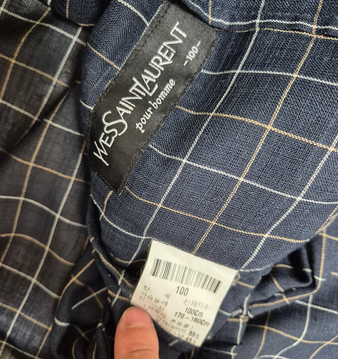 입생로랑 린넨 체크 블루종 자켓 상품이미지3
