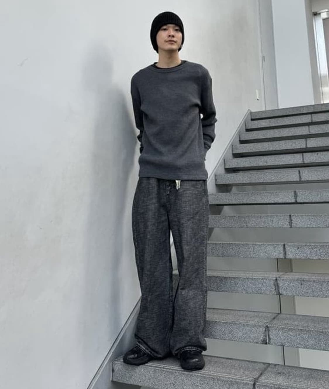 4) 오라리 울 코튼 와플 써멀 롱 슬리브 상품이미지9