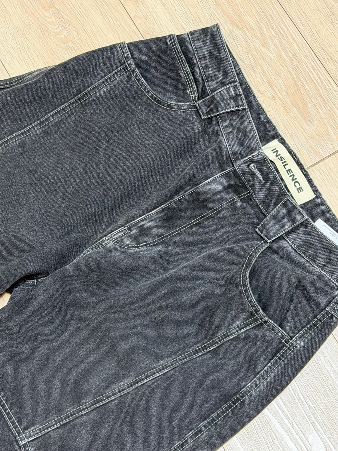 볼륨 프론트 데님 팬츠 WASHED BLACK 상품이미지2