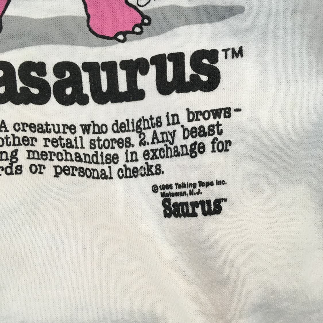 1986  미국 카툰 캐릭터  샵파사우루스 스웻셔츠L 사이즈 상품이미지3