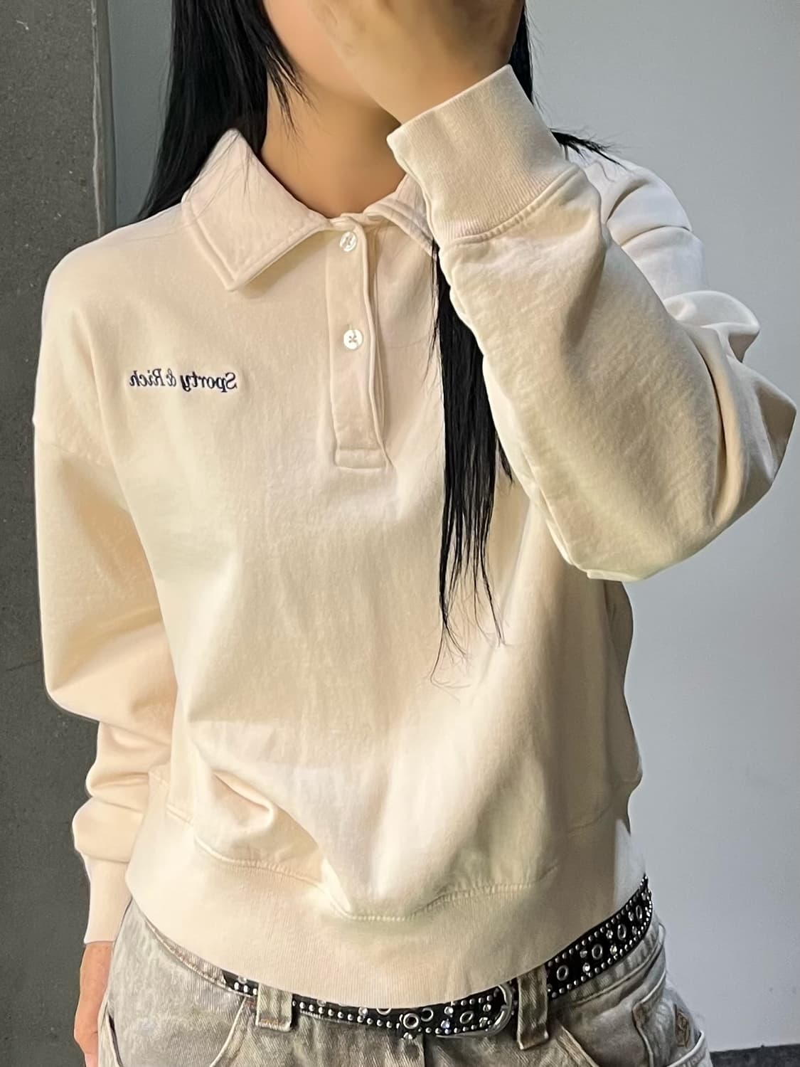 스포티앤리치 22f/w 엠브로이더드 폴로 셔츠 상품이미지2