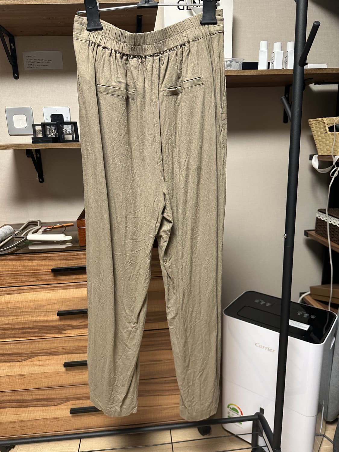 난닝구 스트랩 밴딩 린넨 팬츠 카키 (55추천)   상품이미지5