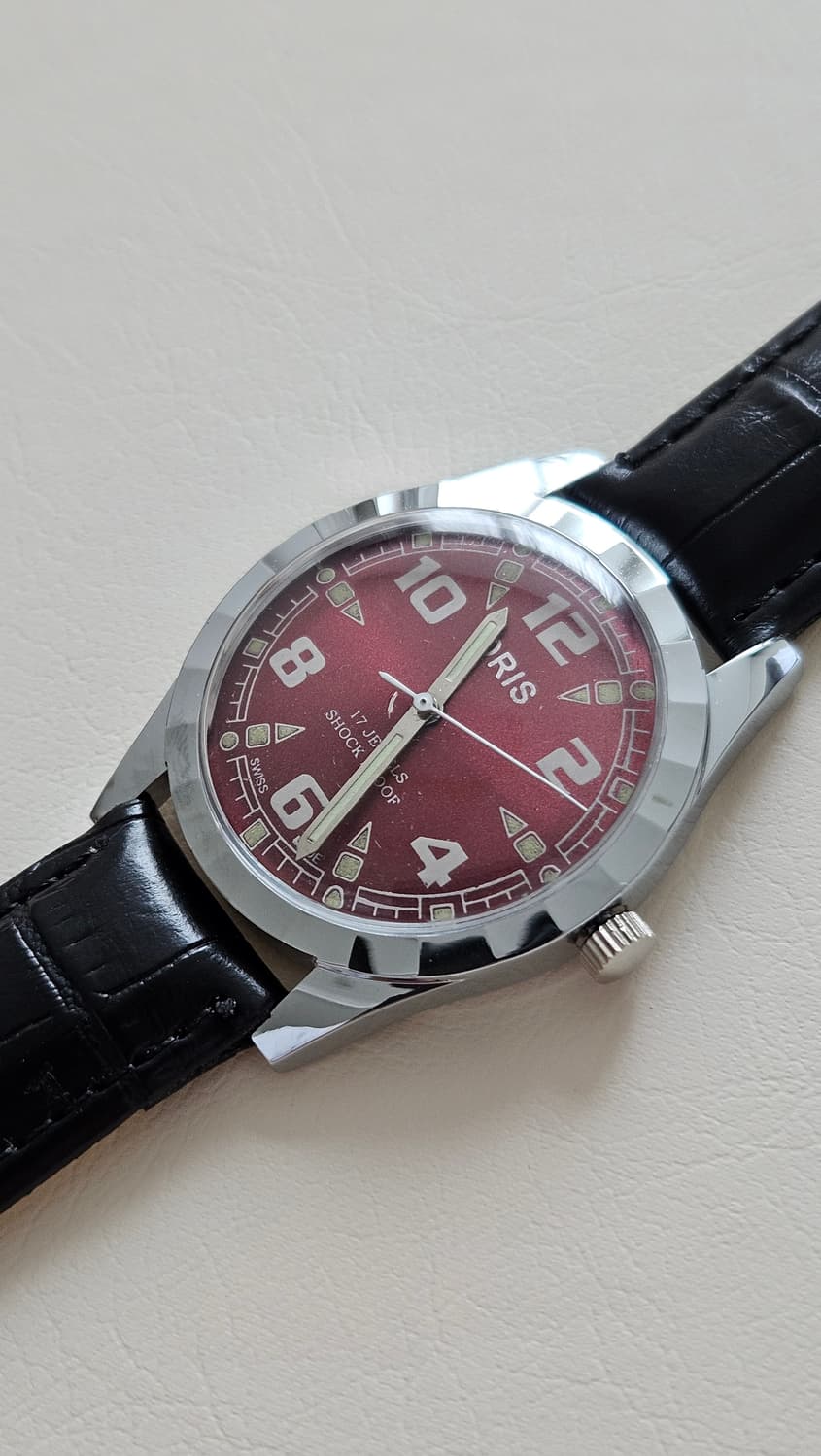 빈티지 오리스 와인판 가죽 수동시계 상품이미지4