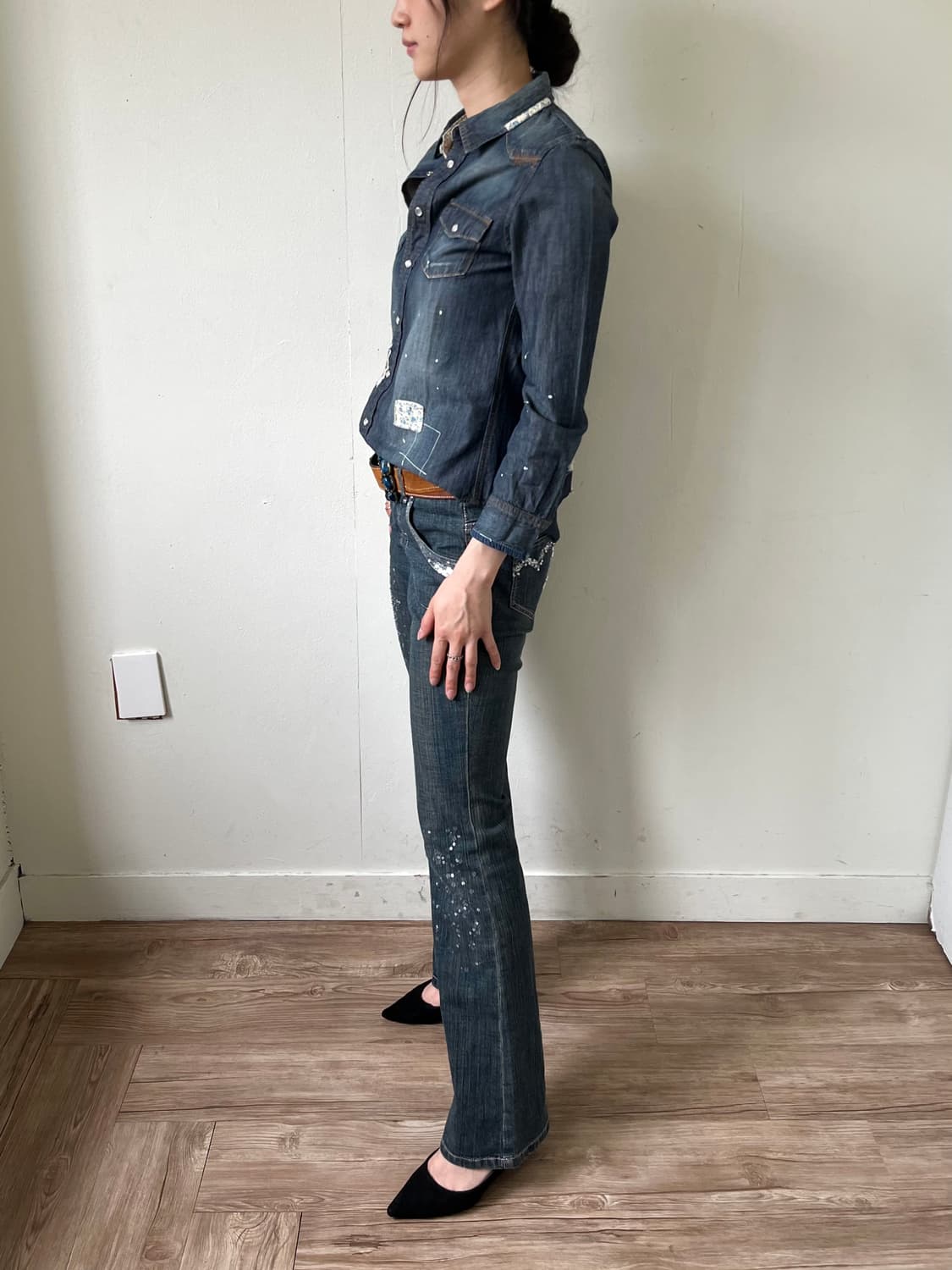 TO BE CHIC 하트 비즈 데님 팬츠 상품이미지9