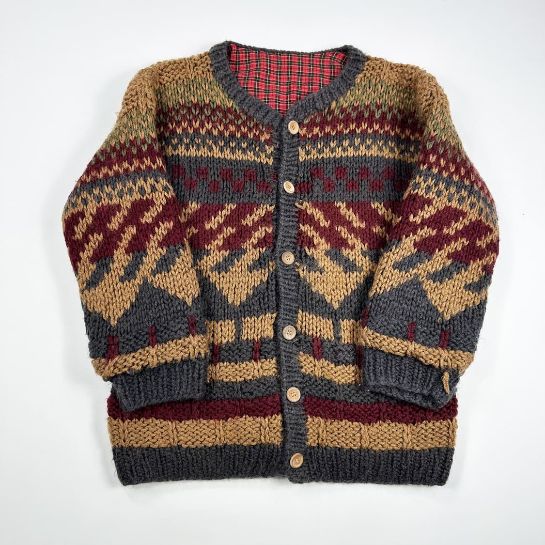 JPN 재팬빈티지 핸드메이드 헤비 울 니트 가디건 여성M 상품이미지1