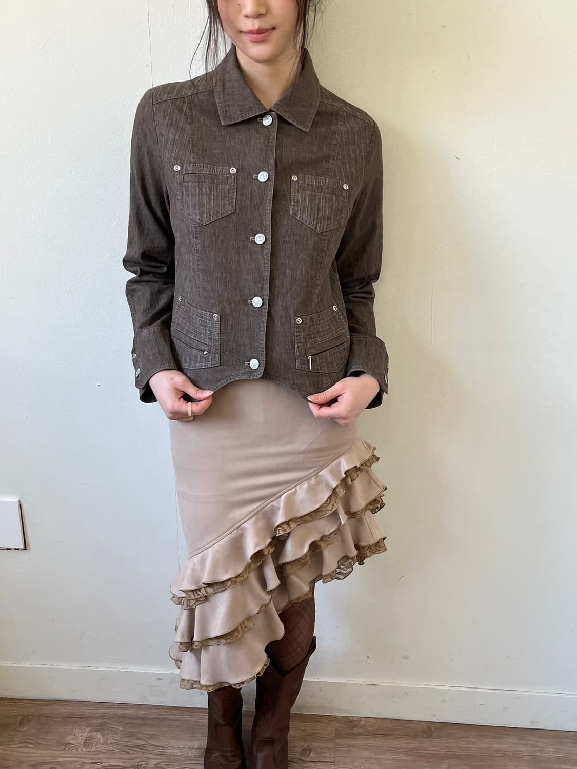 vie orne 브라운 데님 자켓  상품이미지4