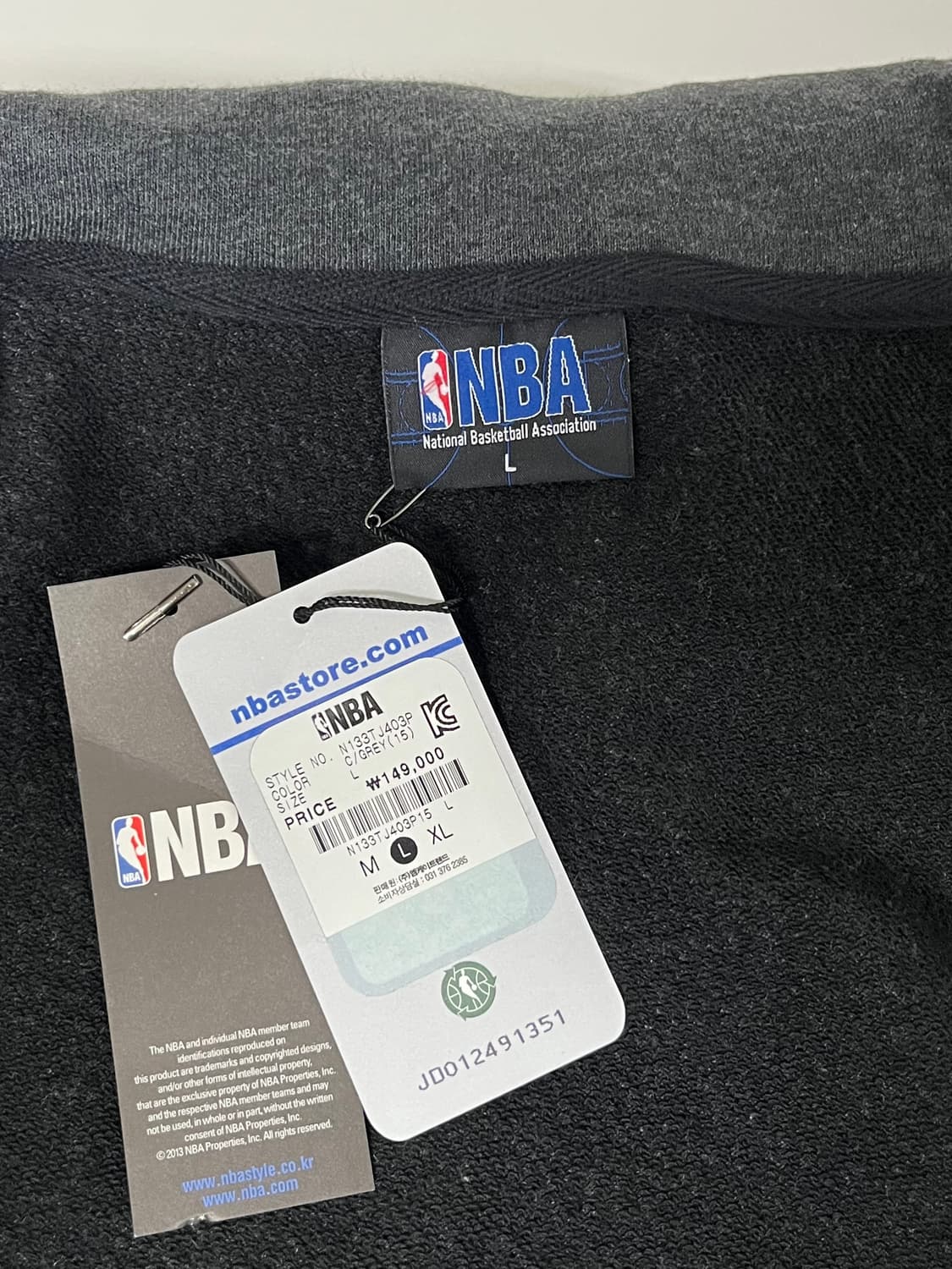 L) 새상품 NBA 오클라호마 시티 선더스 집업 차콜 상품이미지5