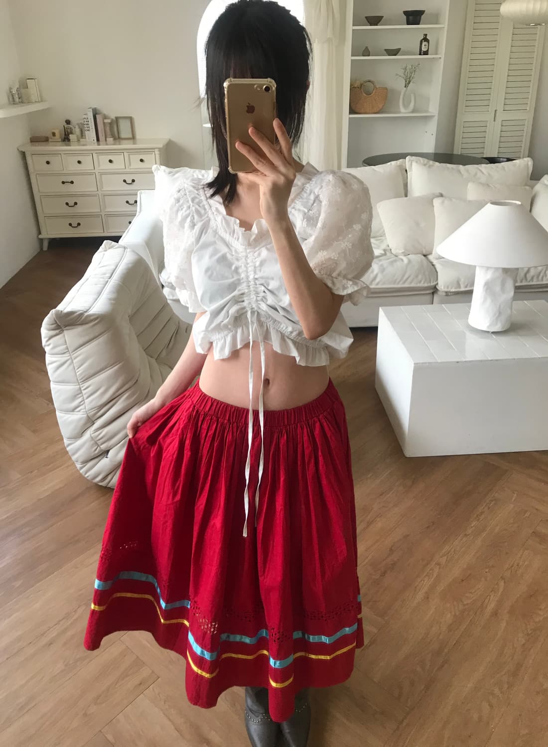 vintage red skirt 상품이미지4