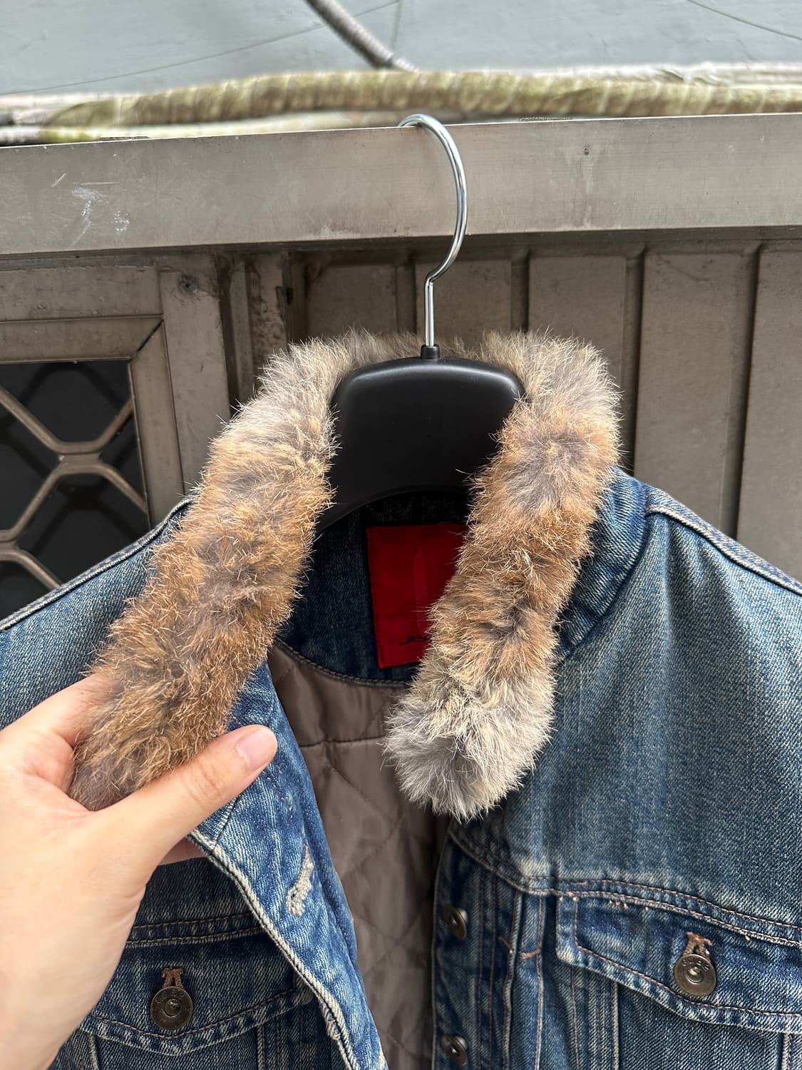G2B2 denim rabbit fur trimming jacket 상품이미지3