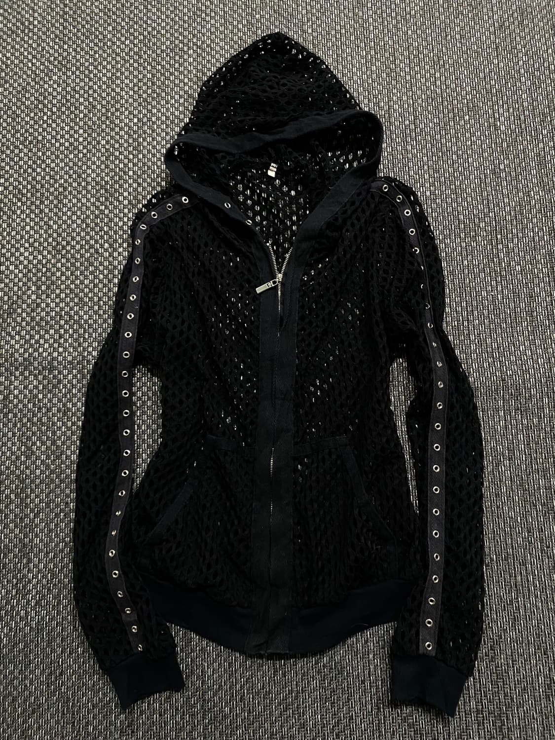 Y2K Girl Eyelet Detail Mesh Crop Hoodie  상품이미지1