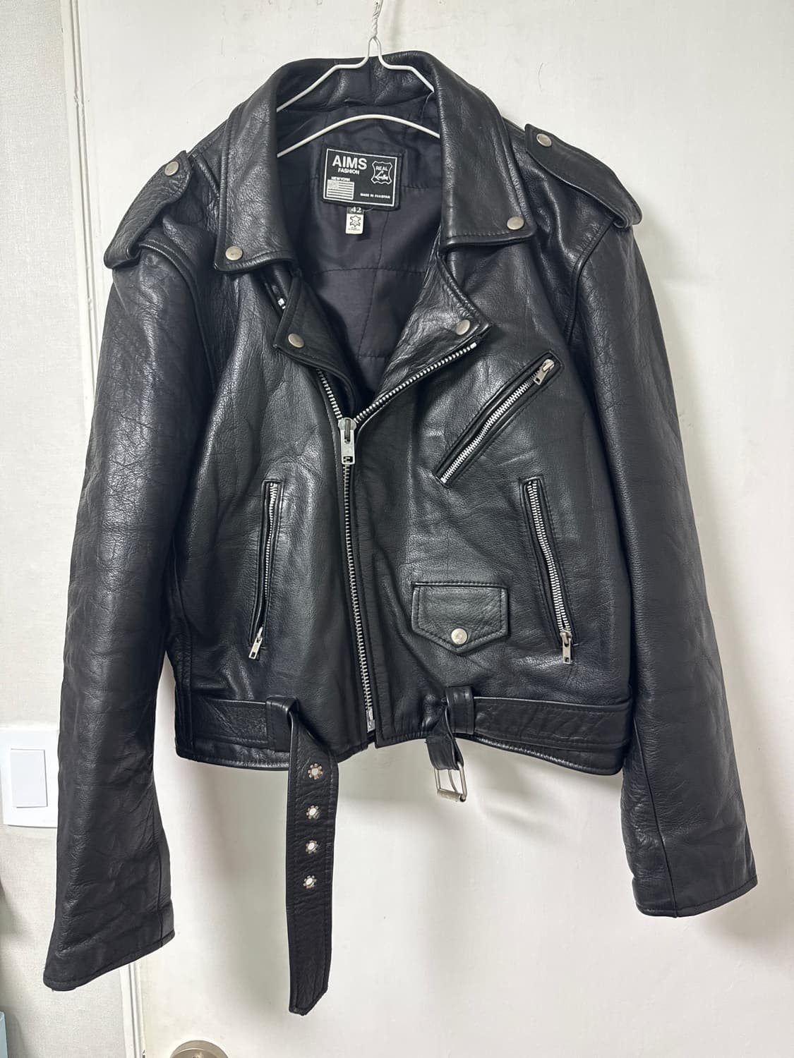 미국 빈티지 더블카라 소가죽 바이커자켓 상품이미지2