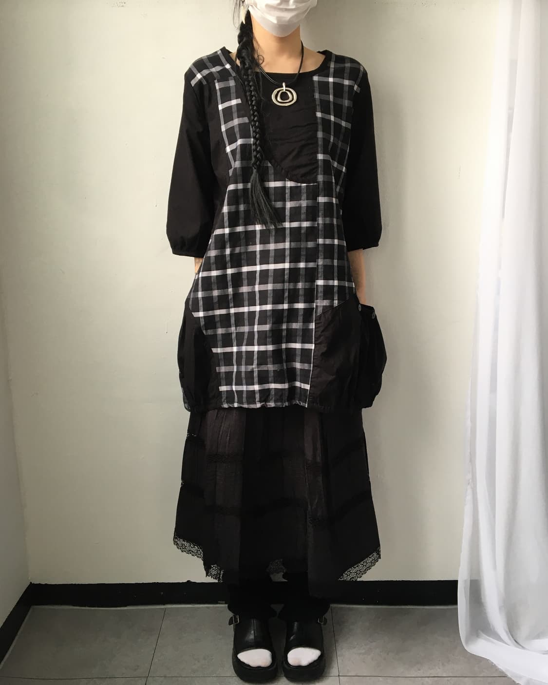 Check pattern balloon fit onepiece 상품이미지6