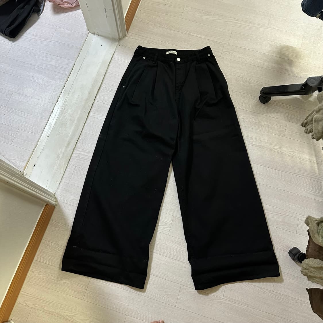 블랙 와이드 바지 상품이미지1