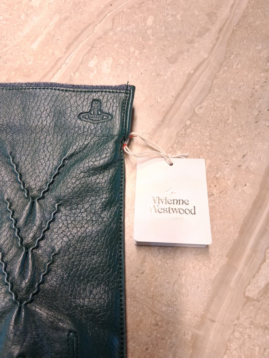 비비안웨스트우드 남성용 V 스티치 가죽 장갑 다크 그린 (새상품) 상품이미지8