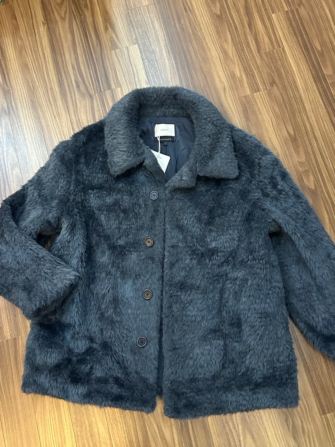 새상품) AMOMENTO 아모멘토 퍼 자켓 L 상품이미지4