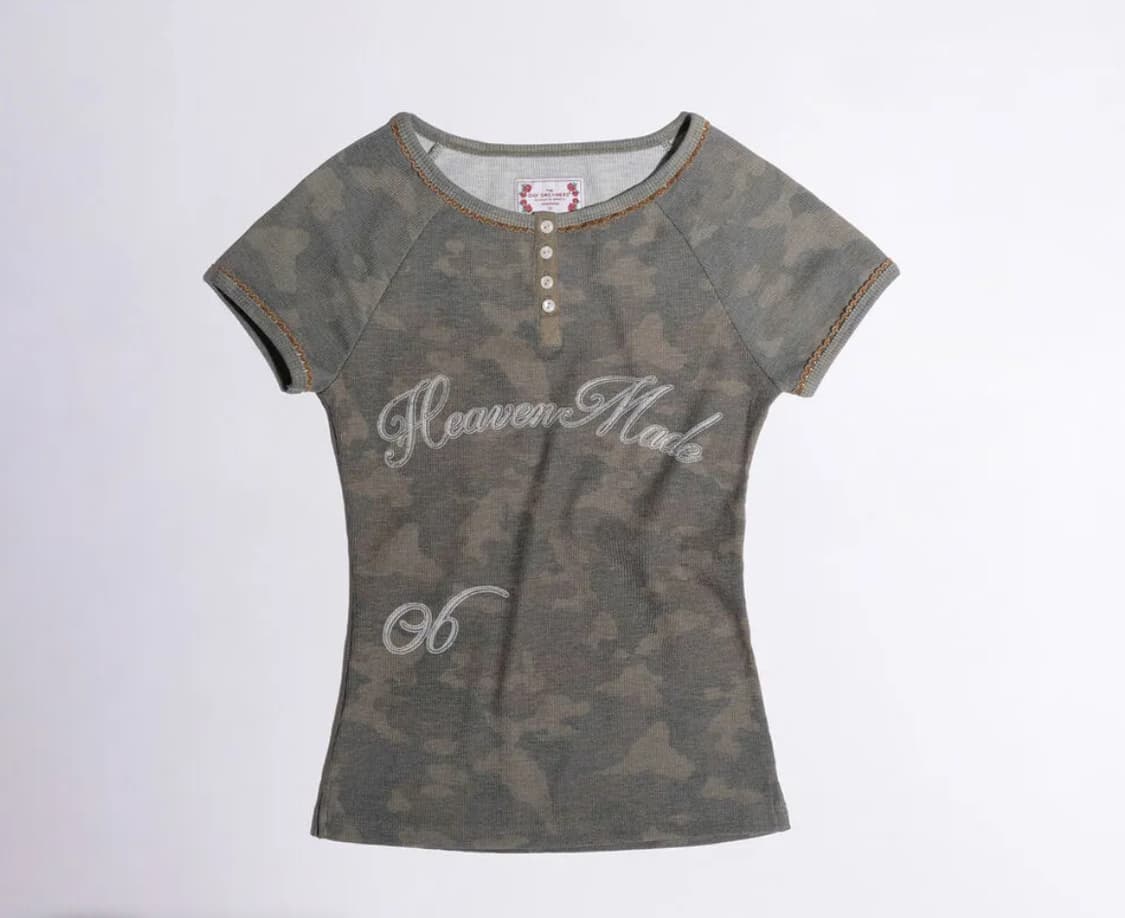 택보유 새상품 스컬프터 헤븐리 버튼 카모 티 상품이미지1