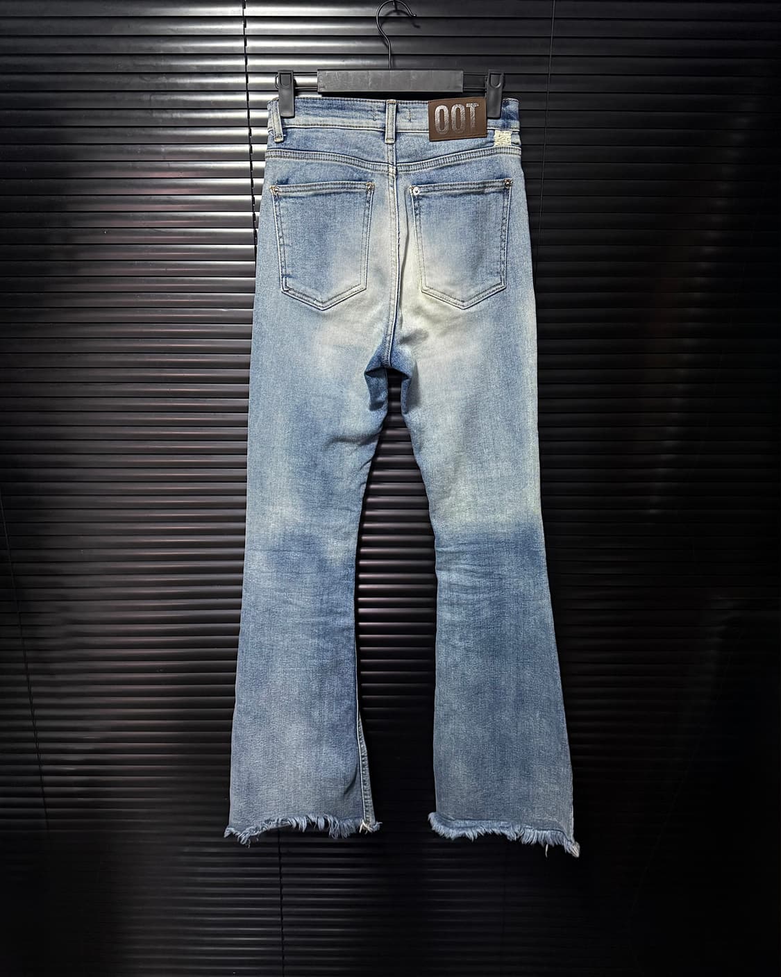 OOT 컷팅 커팅 워싱 데님 부츠컷 플레어진 나팔 바지 프린징 26 흰색 상품이미지5